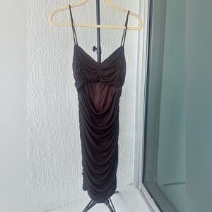 Elegant Brown Ruched Dress